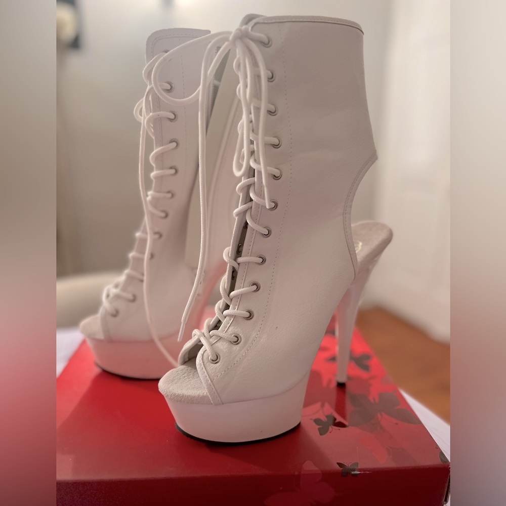 Pleaser platform heels.